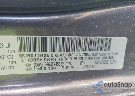 2018 Dodge Journey Crossroad из США, поврежденный, VIN 3C4PDCGG6JT445807